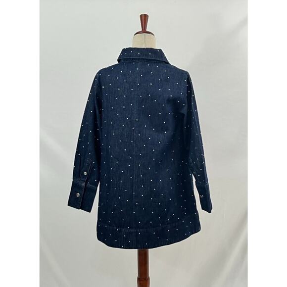 ALIGNE Sz 4 US Denim Rhinestone Mini Grace Long Sleeve Dress Indigo Diamonte NWT - Picture 7 of 13